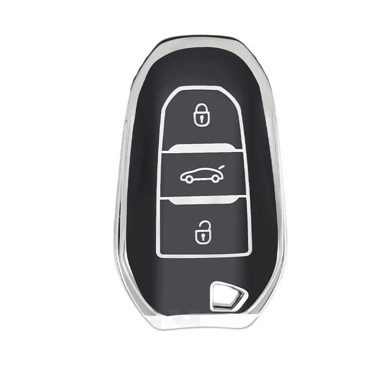 3412-BS | Peugeot Citroen Sustalı Nano Silikon Kılıfı 3 Buton Siyah Ve Gümüş