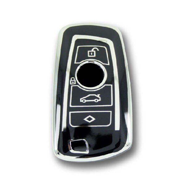 2709-BS | BMW Smart Nano Silikon Kılıfı 4 Buton Siyah-Gümüş