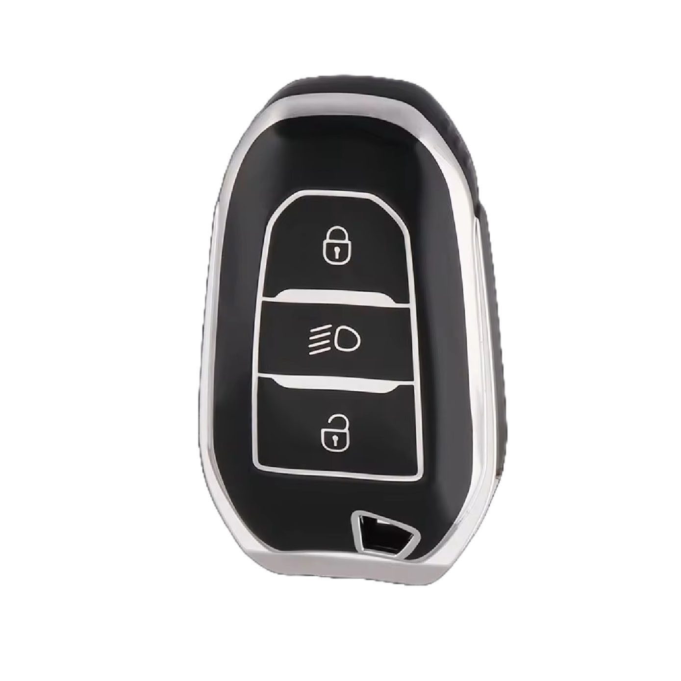 3416-BS | Peugeot Citroen Smart Nano Silikon Kılıfı 3 Buton Siyah-Gümüş