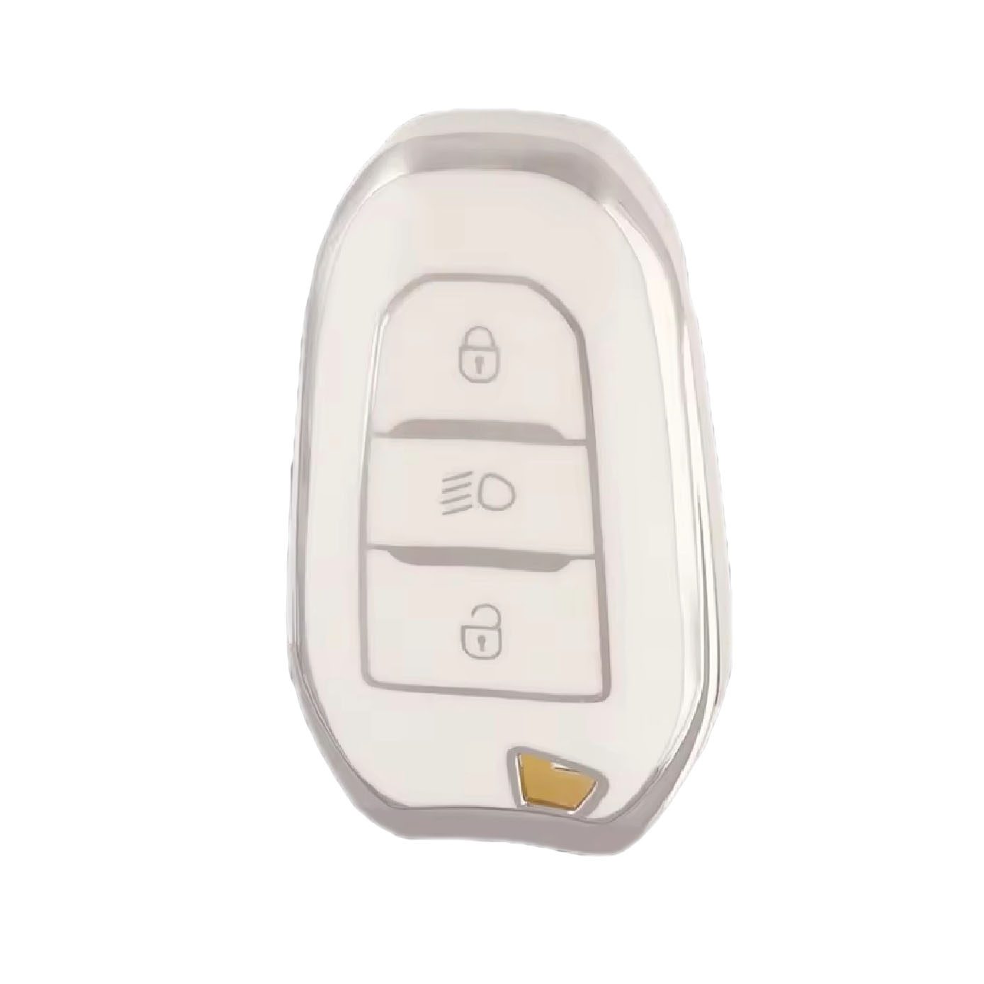 3416-WS | Peugeot Citroen Smart Nano Silikon Kılıfı 3 Buton Beyaz-Gümüş