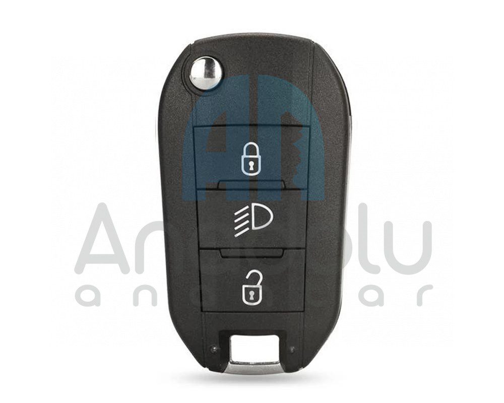 4752 | Citroen Sustalı Kumanda 3 Buton Far Tuşlu 433MHz FSK PCF AES 4A HİTAG AES Çip