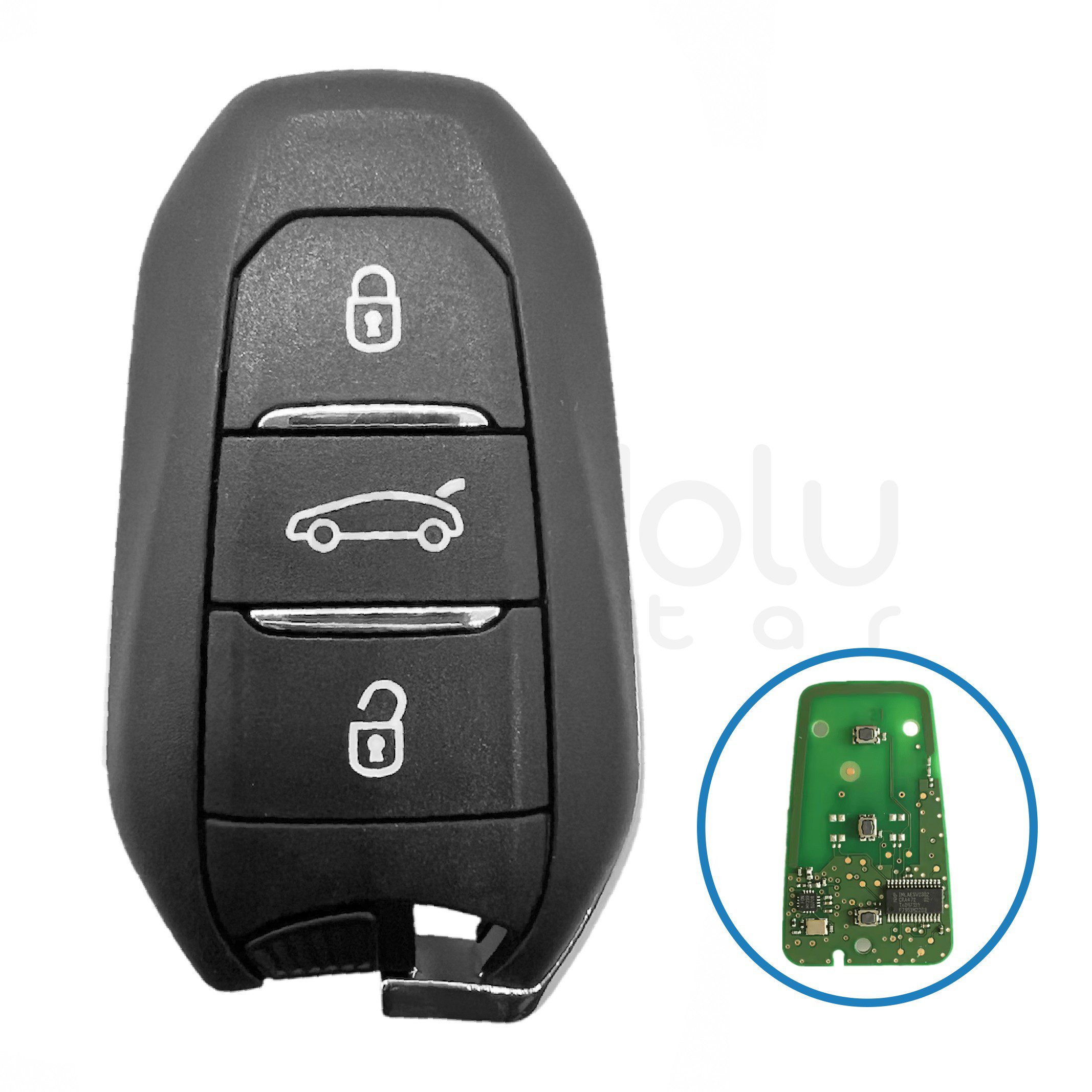 3488 | Peugeot Bagaj Smart Kumanda Kabı 3 Buton ( Eski Kasa )