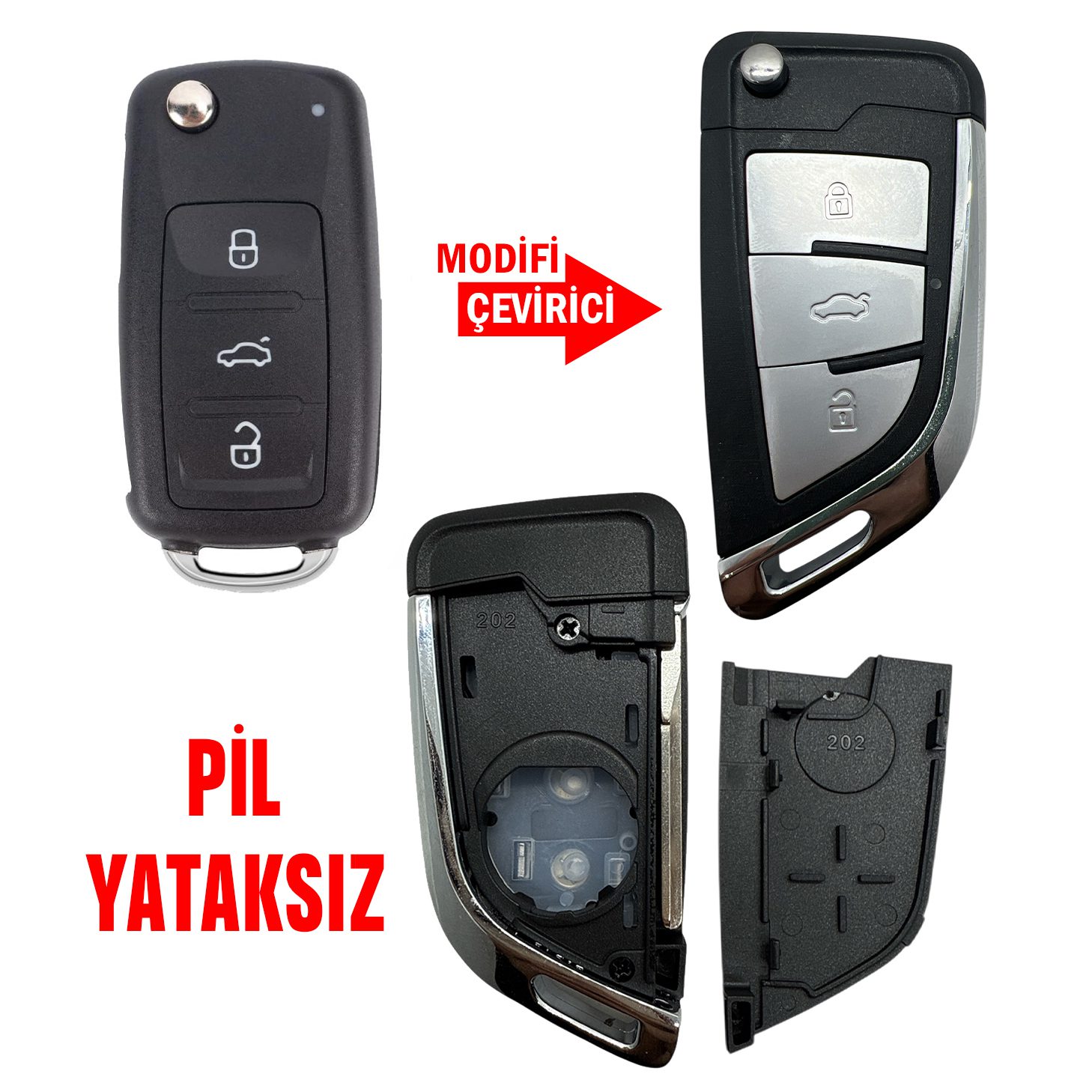 2858 | VW UDS Çevirici Kumanda Kabı 3 Buton