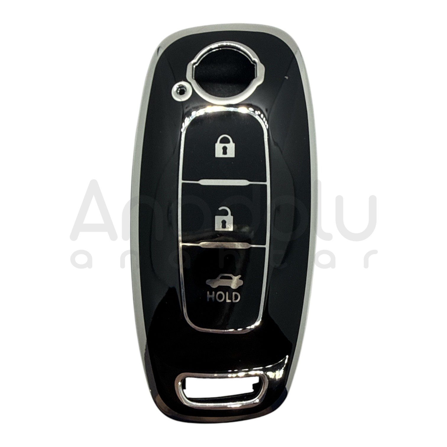 1212-BS | Nissan Smart Nano Silikon Kılıfı 3 Buton Siyah-Gümüş