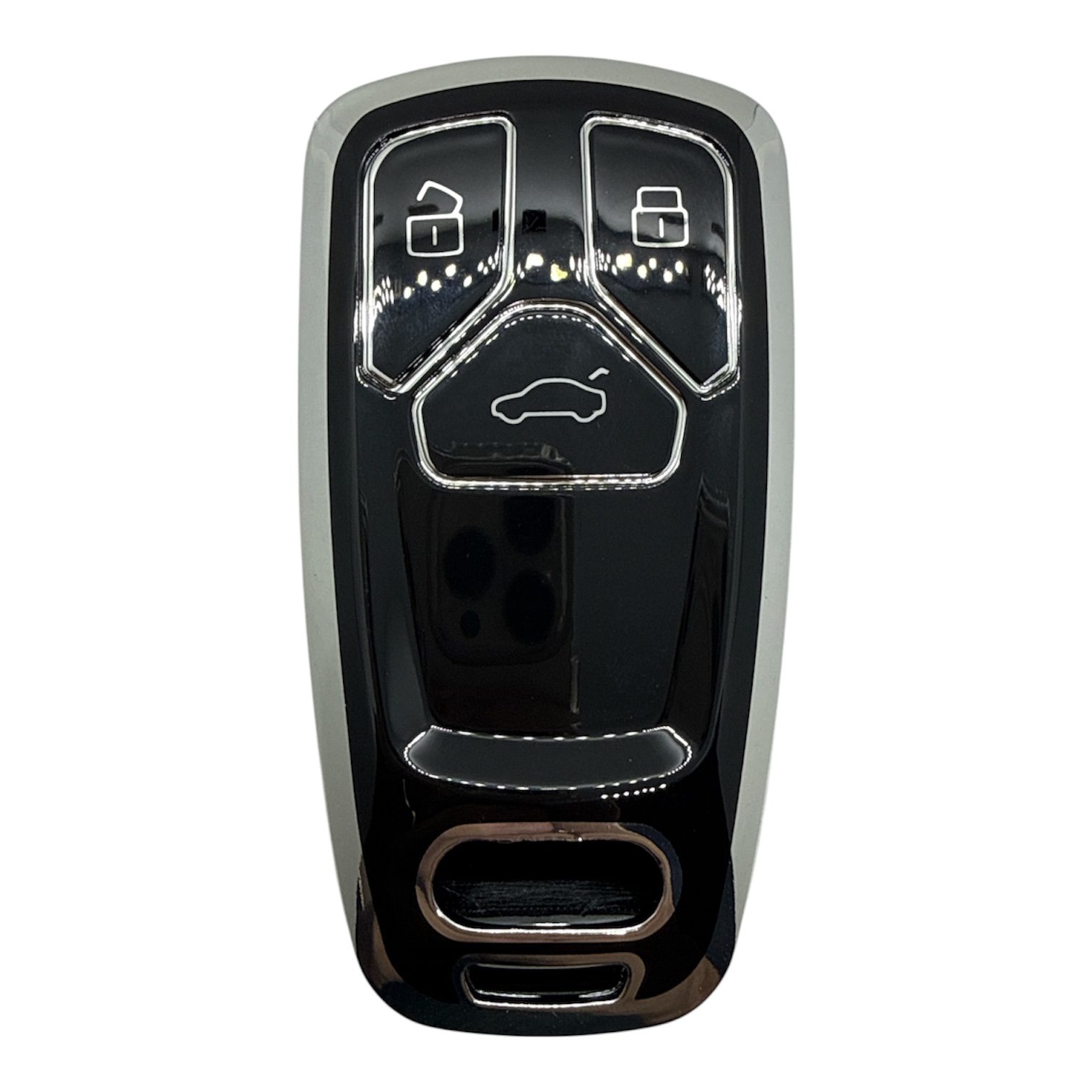 2931-BS | Audi Smart Nano Silikon Kılıfı 3 Buton Siyah-Gümüş