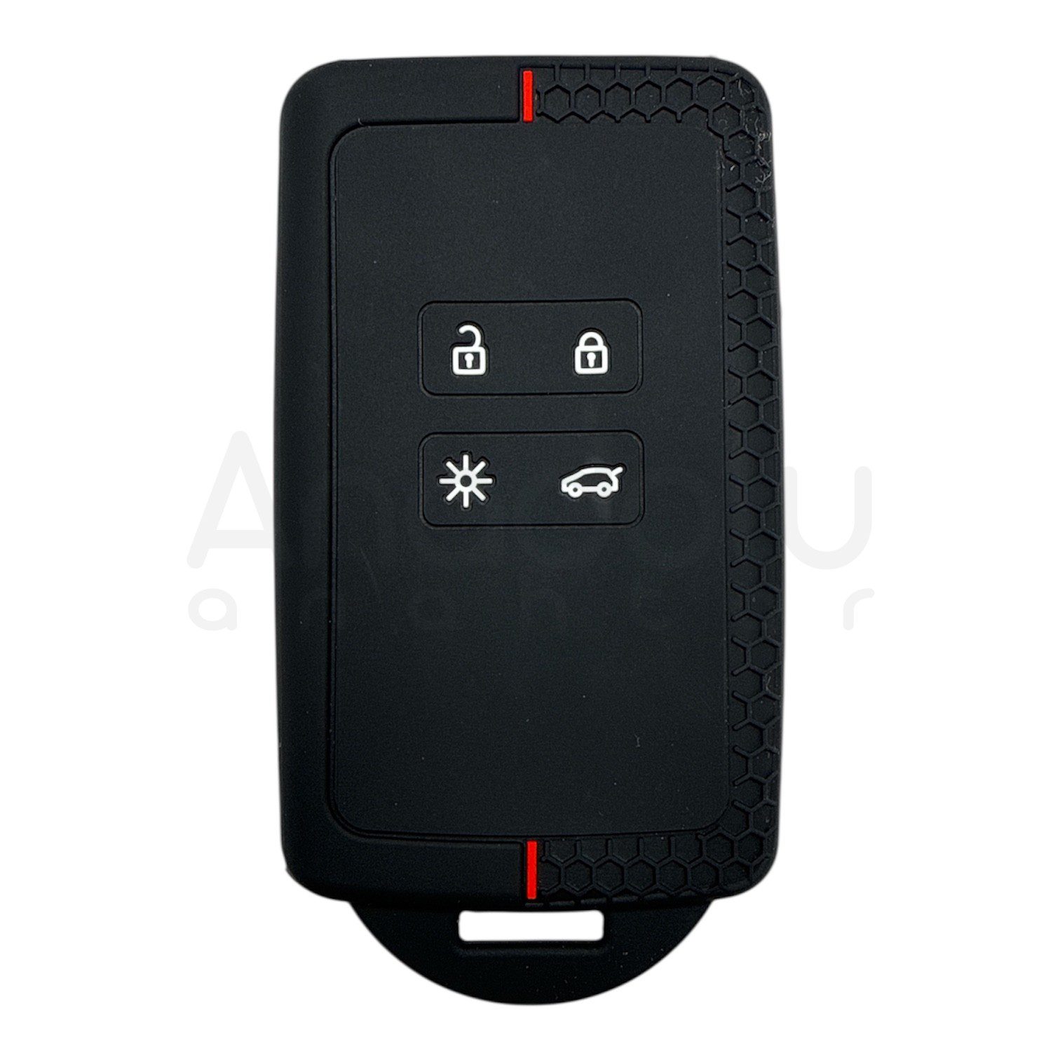 3510-PK | Renault Smart Kumanda Petek Desenli Kılıf 4 Buton Kırmızı