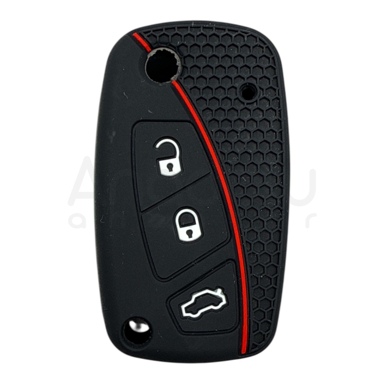 3812-PK | Fiat Fiorino Petek Desenli Kılıf 3 Buton Kırmızı