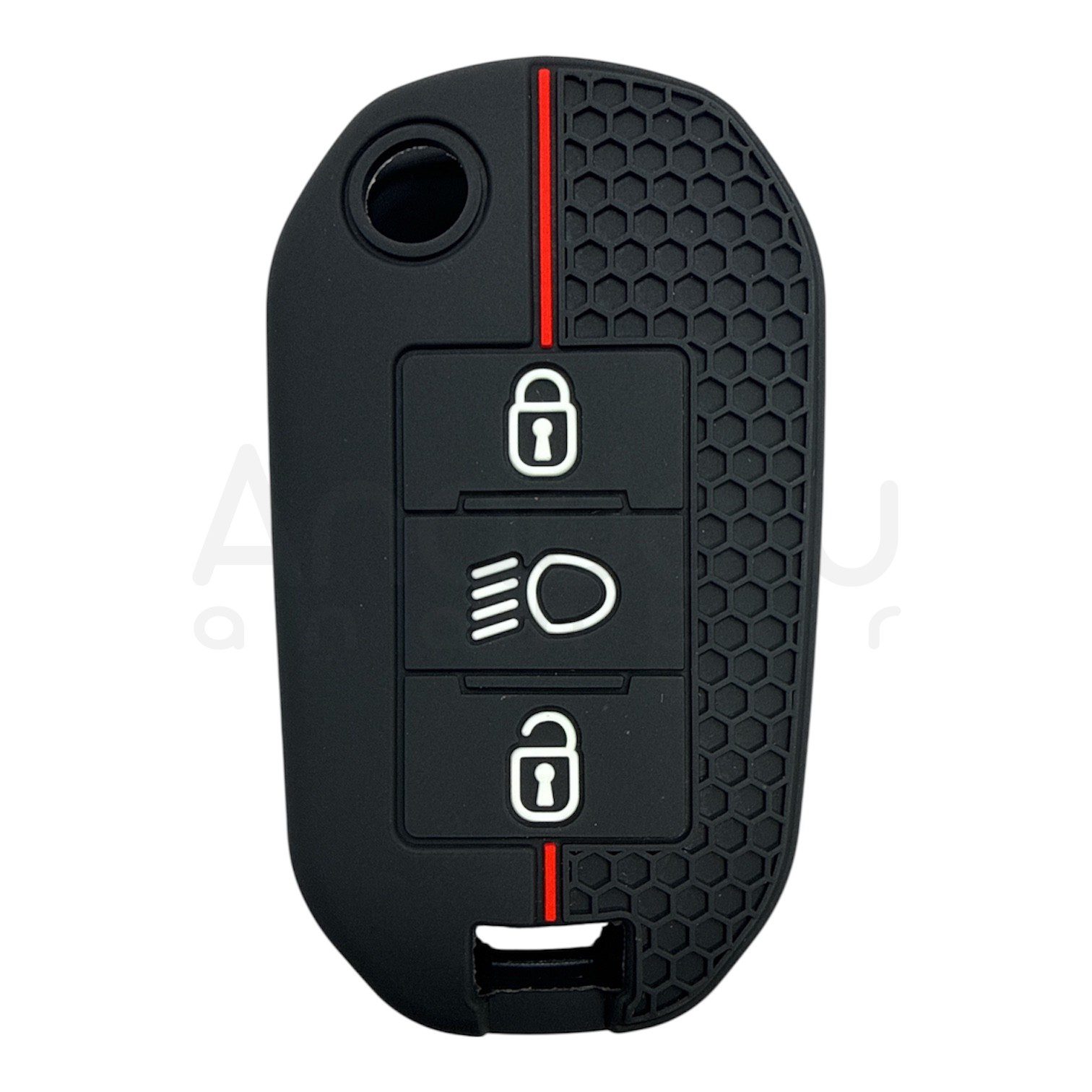 3417-PK | Peugeot - Citroen Sustalı Petek Desenli Kılıf 3 Buton Kırmızı FAR