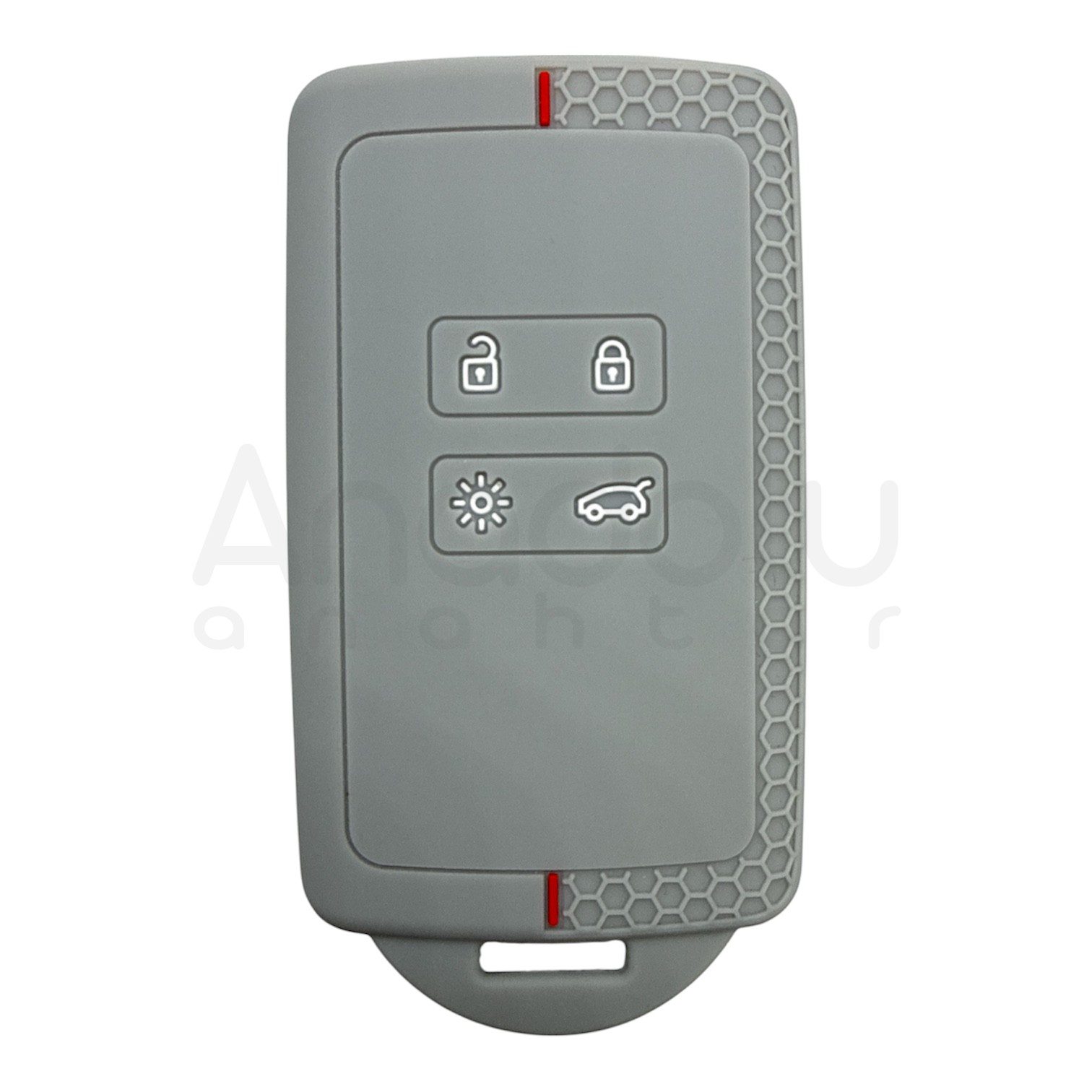 3510-PG | Renault Smart Kumanda Petek Desenli Kılıf 4 Buton Gri