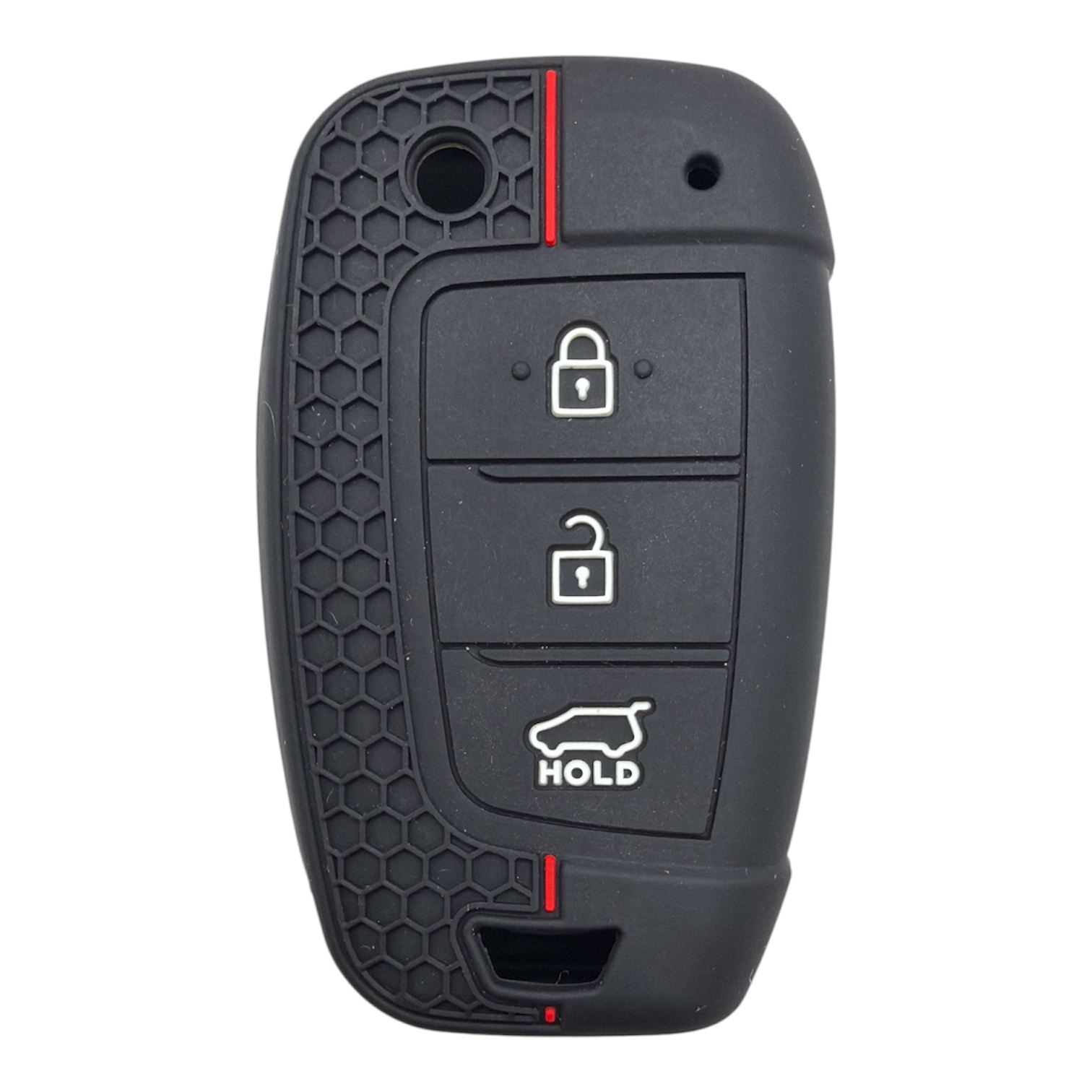 2123-PK | Hyundai Sustalı Petek Desenli Kılıf 3 Buton Kırmızı