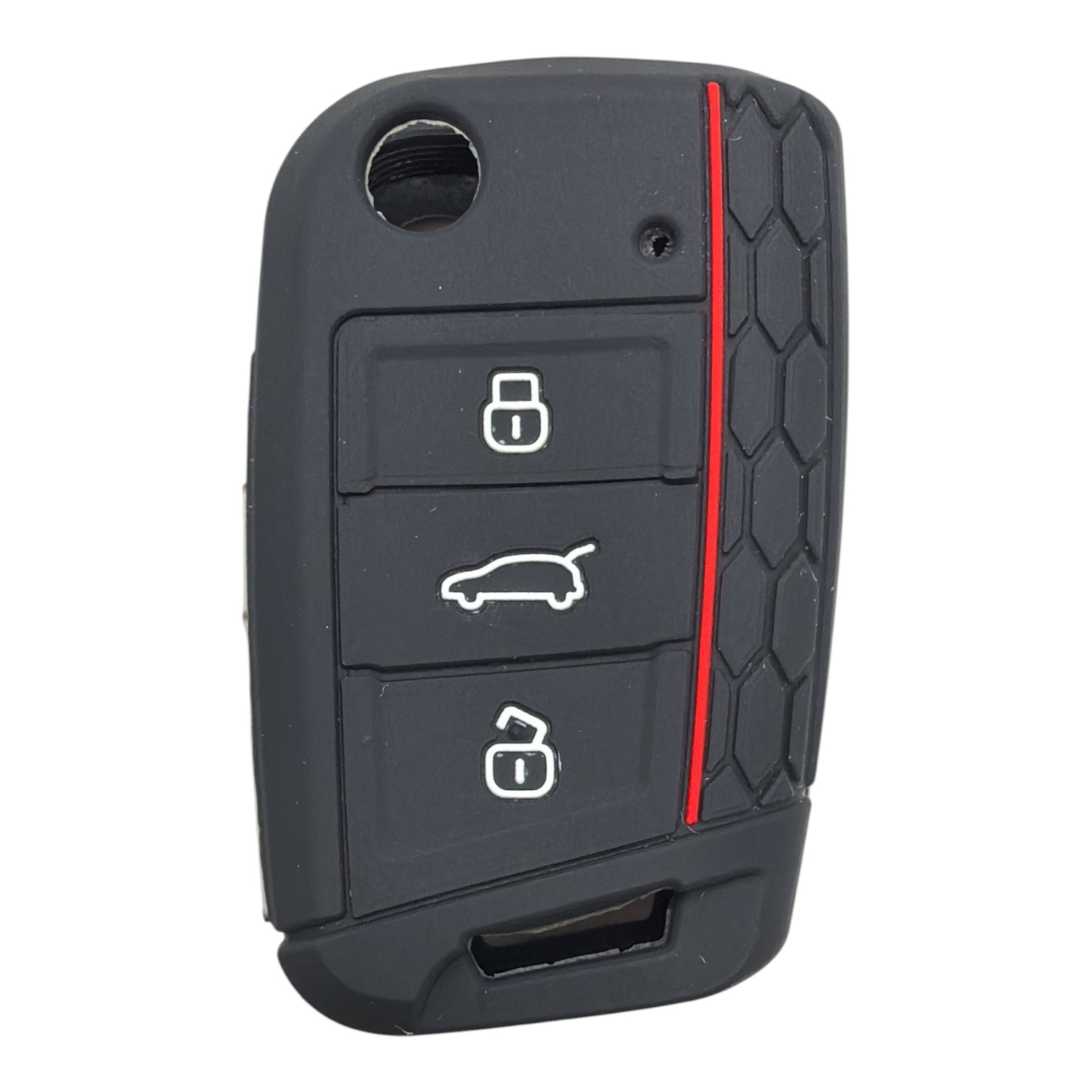 2810-PK-1 | Volkswagen MQB Petek Desenli Kılıf 3 Buton Kırmızı