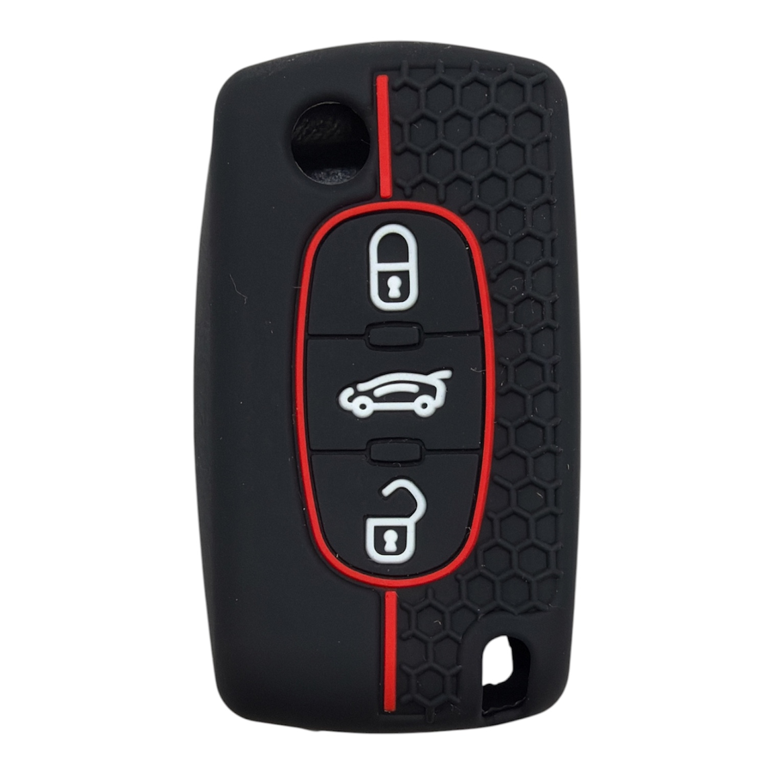 3414-PK | Peugeot Sustalı Petek Desenli Kılıf 3 Buton Kırmızı