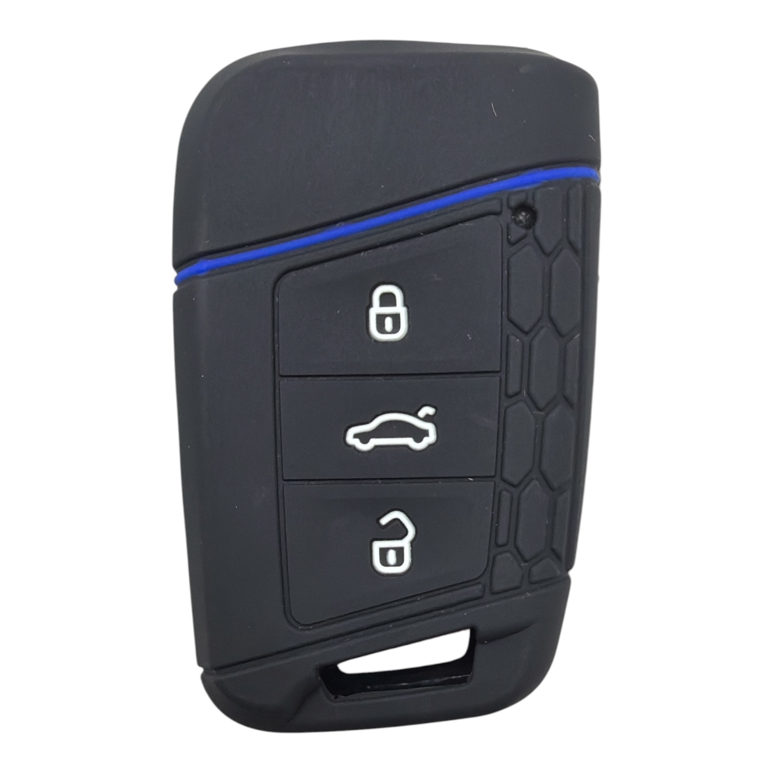 2812-PM-1 | Volkswagen Smart Petek Desenli Kılıf 3 Buton Mavi