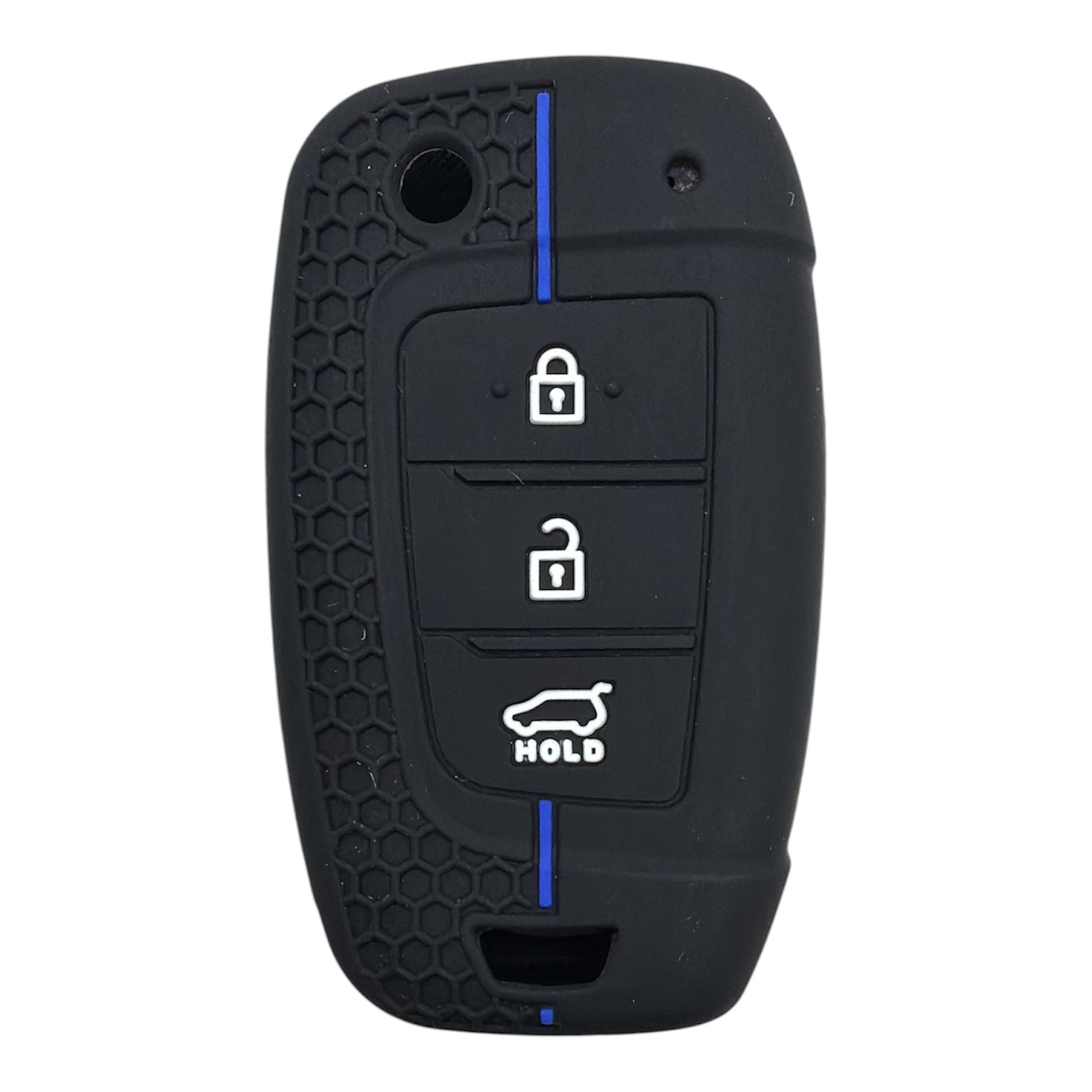 2123-PM | Hyundai Sustalı Petek Desenli Kılıf 3 Buton Mavi