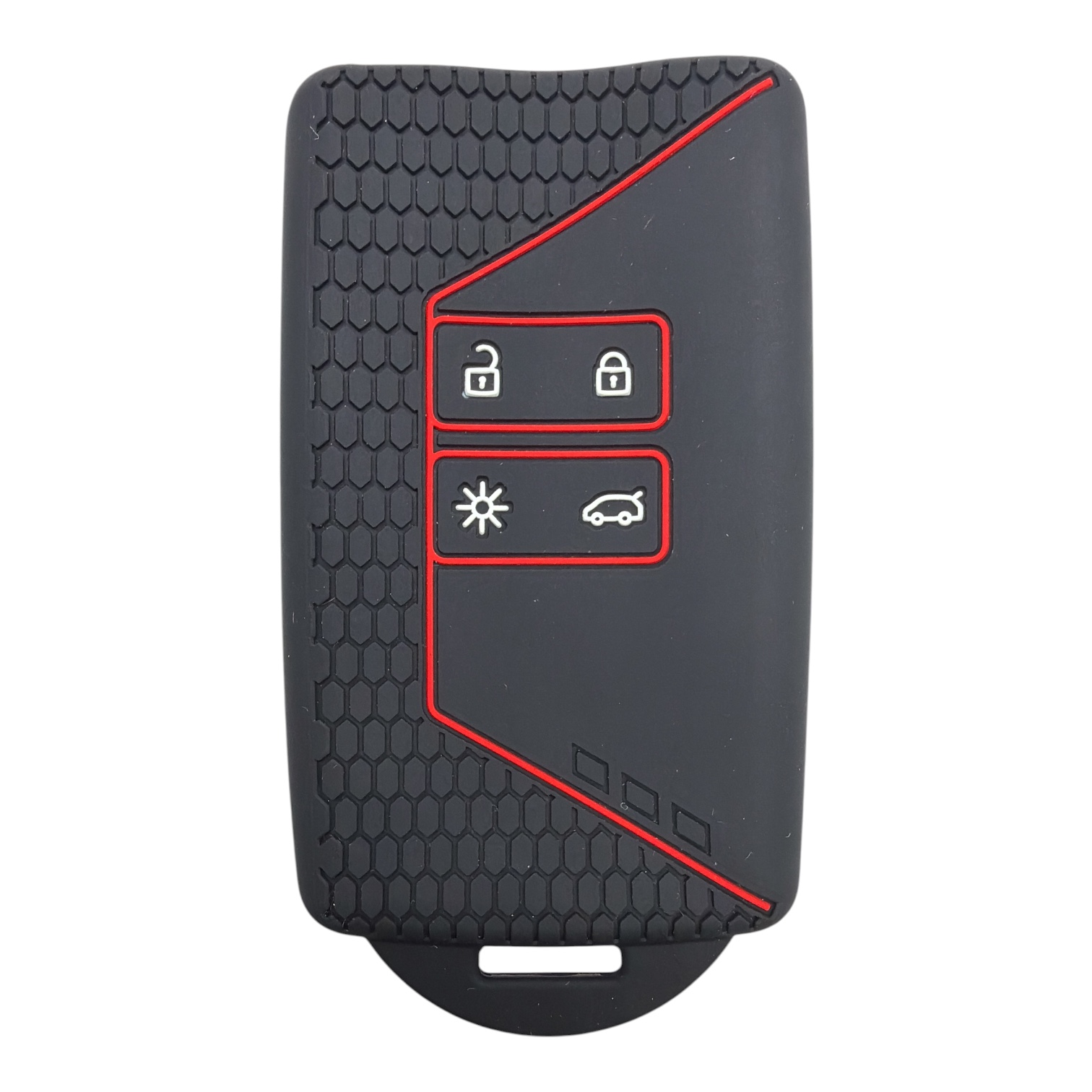 3510-PK-1 | Renault Kart Petek Desenli Kılıf 4 Buton Kırmızı