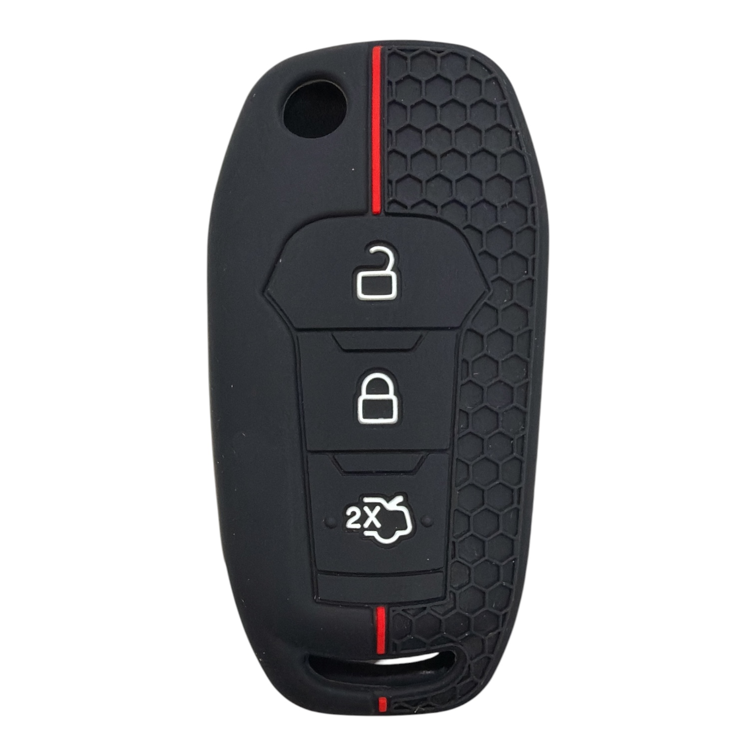 4114-PK | Ford Smart Petek Desenli Kılıf 3 Buton Kırmızı