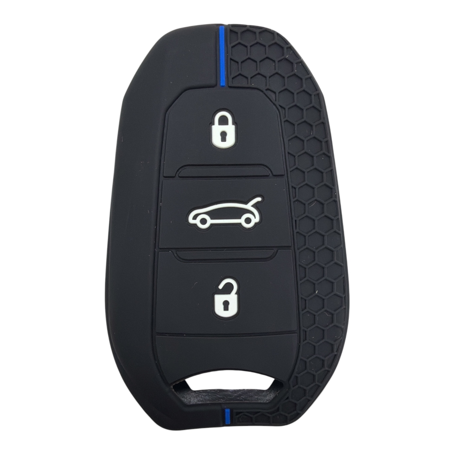 3412-PM | Peugeot Smart Petek Desenli Kılıf 3 Buton Mavi