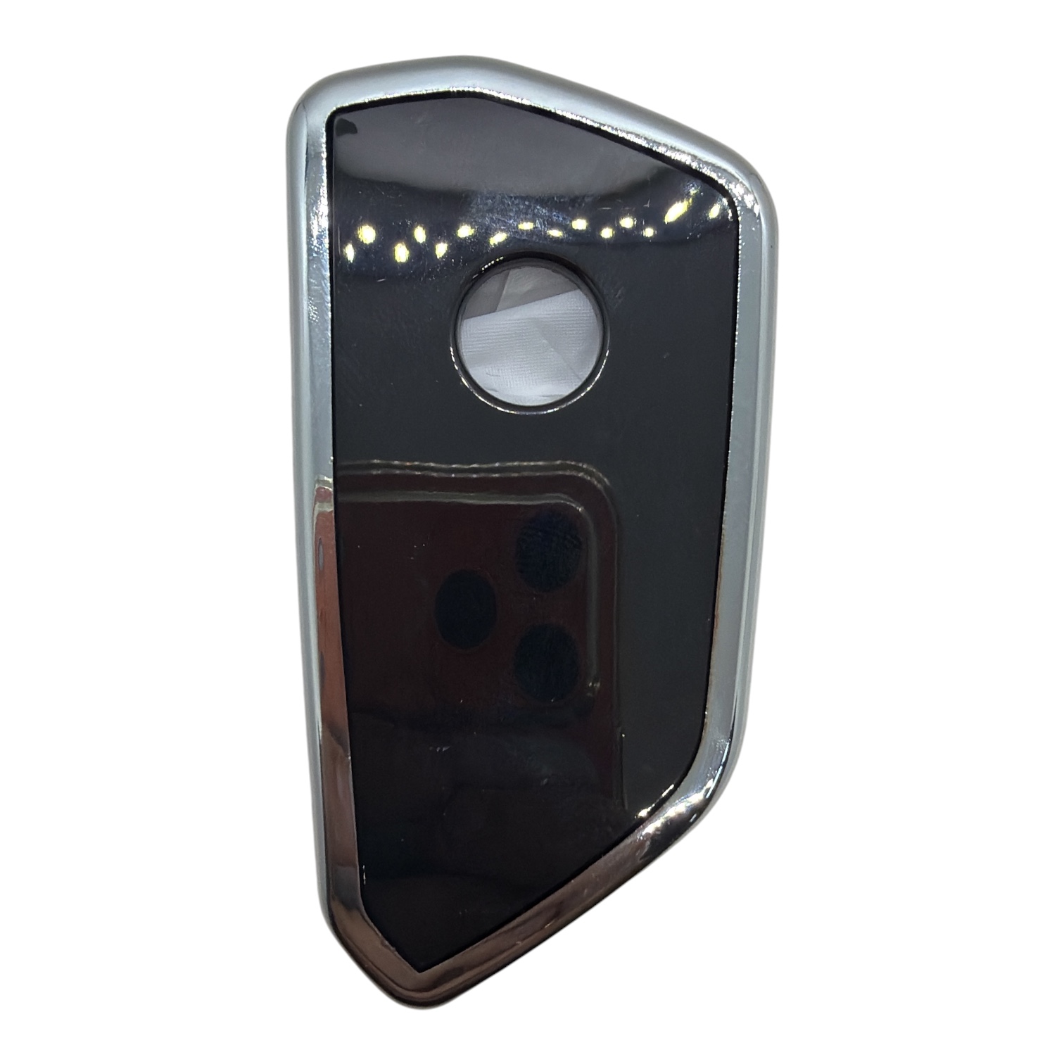 2813-BS | Volkswagen Smart Nano Silikon Kılıfı 3 buton Siyah-Gümüş