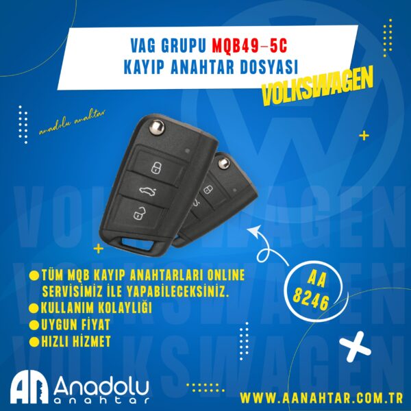 8246 | VAG GRUPU MQB49-5C KAYIP ANAHTAR DOSYASI " OBD "